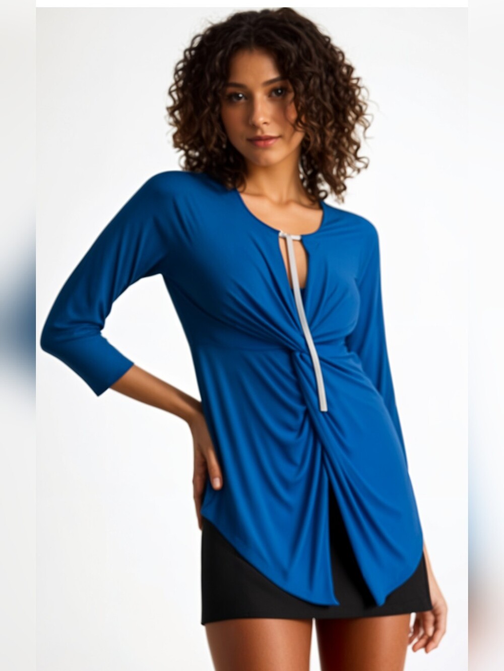 VENUS Blue Twist Front Top With Chain Detail
